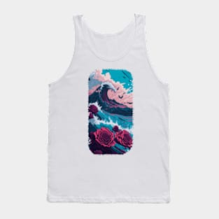 Roses by the Shore - Ocean Waves and Pink Skies Tank Top